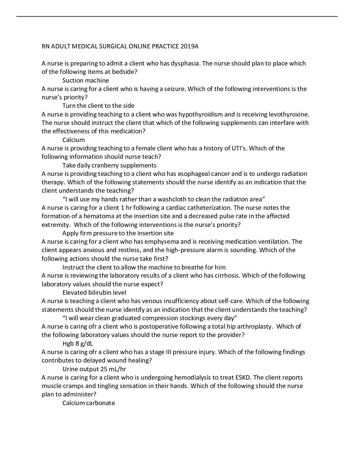 Preview image for ATI RN ADULT MEDICAL SURGICAL ONLINE PRACTICE